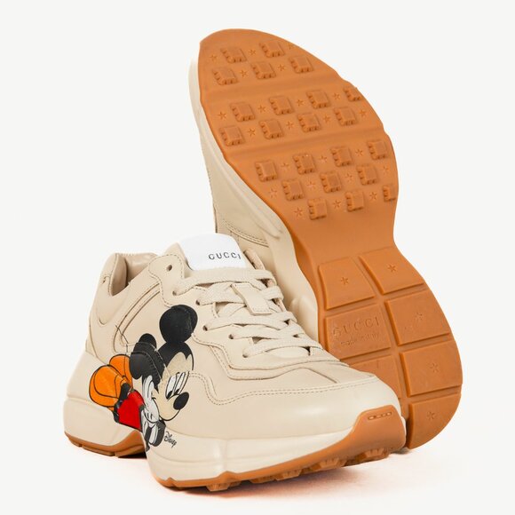 Gucci x Disney Rhyton Ivoire 'Mickey Mouse' Leather Sneakers - Picture 4 of 12